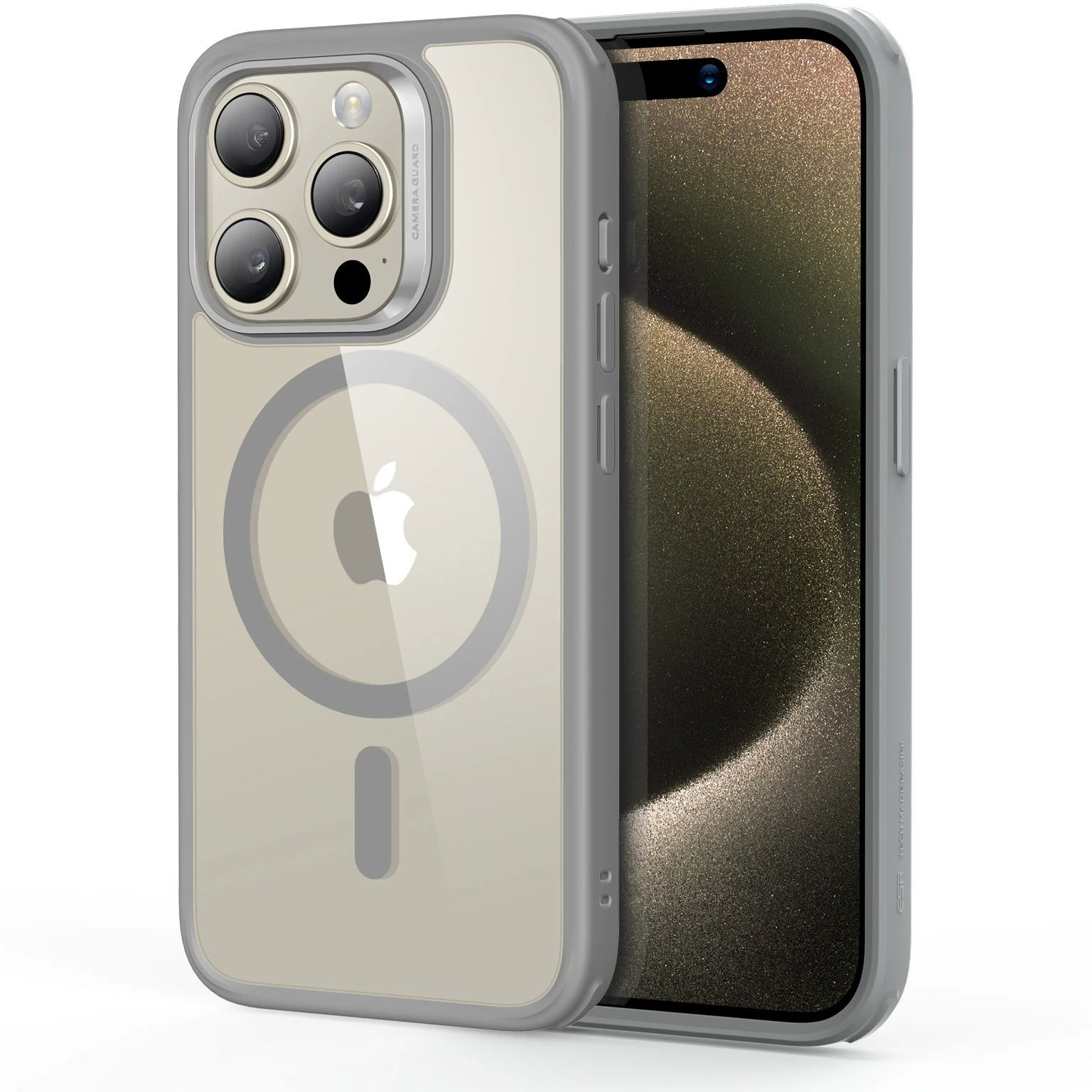 ESR Classic Hybrid Case (HaloLock), Compatible with iPhone 15 Pro Max, Clear Grey tok (1A6670702)