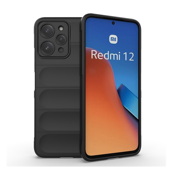Szilikon telefonvédő (ütésállóság, kameravédő, 3D) FEKETE Xiaomi Redmi 12 "Gigapack csomagolás" (GP-148726)