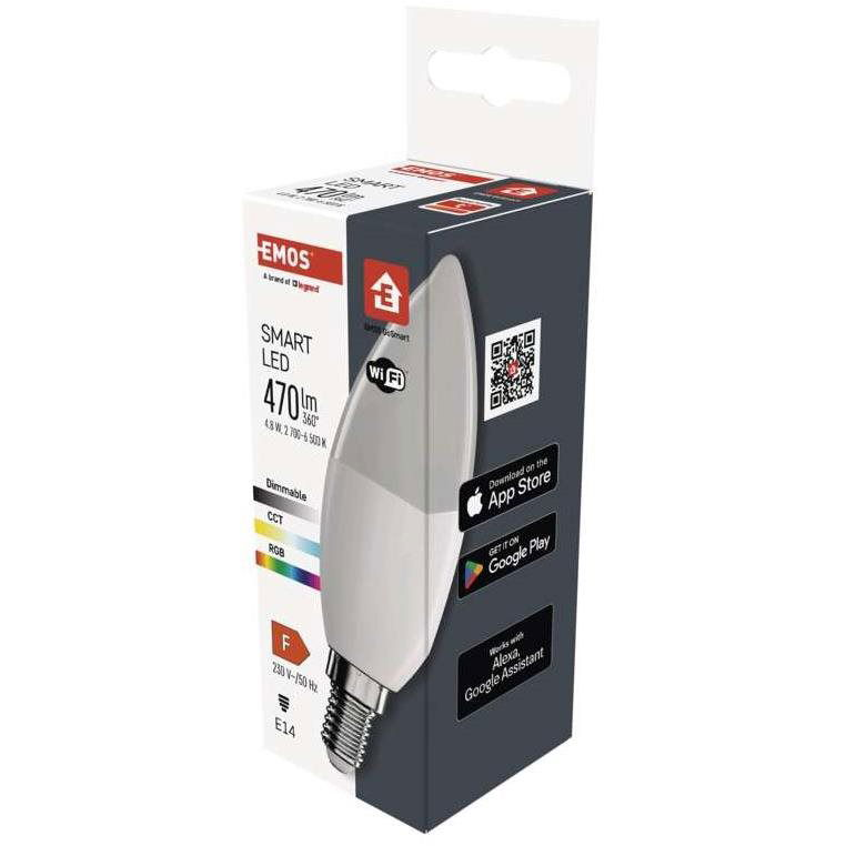 EMOS Okos LED izzó GoSmart gyertya E14 4,8 W (40 W) 470 lm RGB dimmelhető WiFi (1525501500)