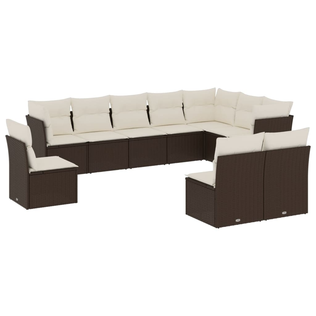 10 részes barna polyrattan kerti ülőgarnitúra párnákkal (3249642)