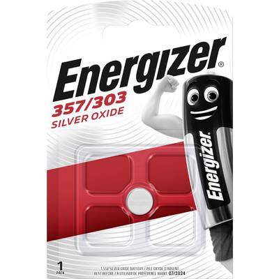 357/303 gombelem, ezüstoxid, 1,55V, 150 mAh, Energizer SR44W, SR44, SR1154, V357, D357, 228, J, 280-62, SB-B9, RW42 (E300784001)