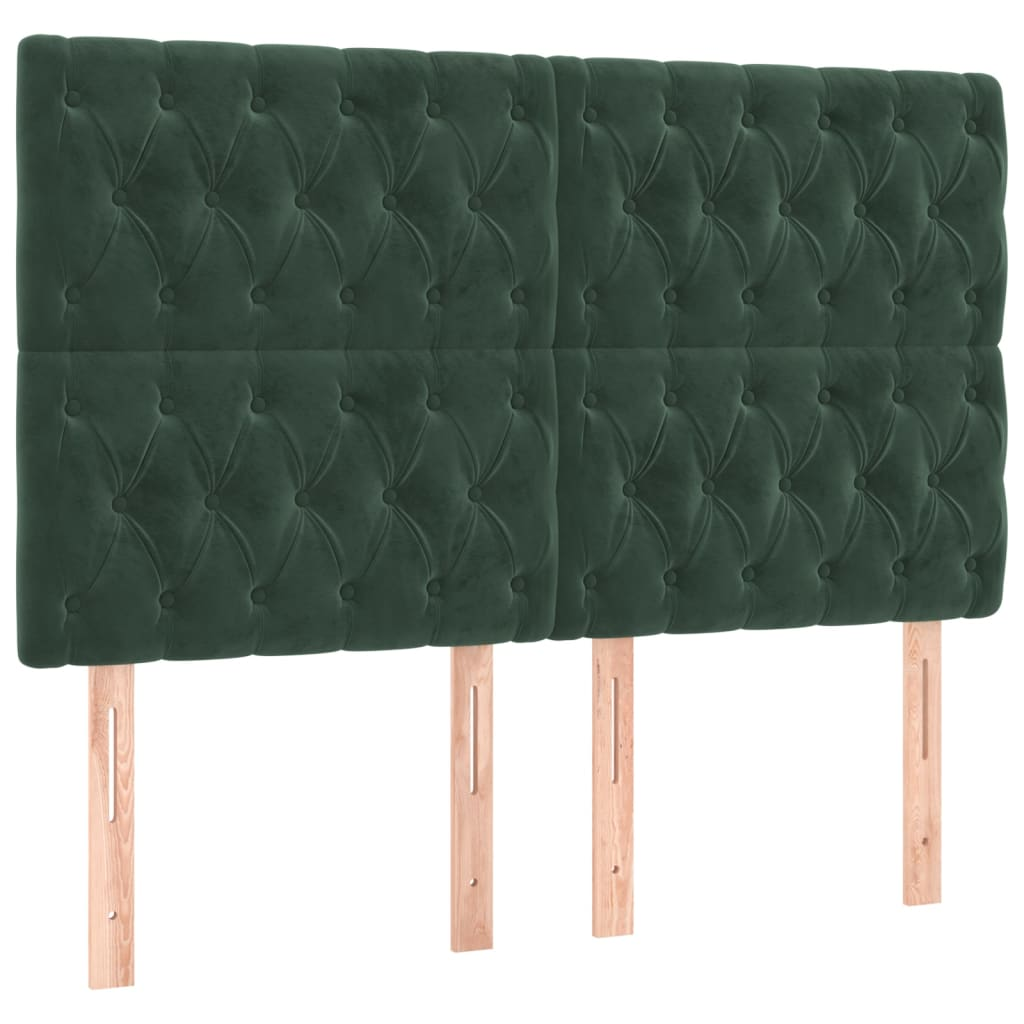 4 db sötétzöld bársony fejtámla 80x7x78/88 cm (3116725)