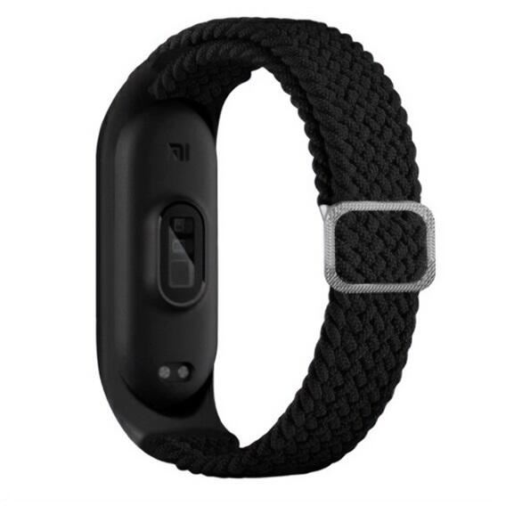 Gigapack Xiaomi Mi Band 5 szőtt mintás textil pótszíj fekete (GP-141126)