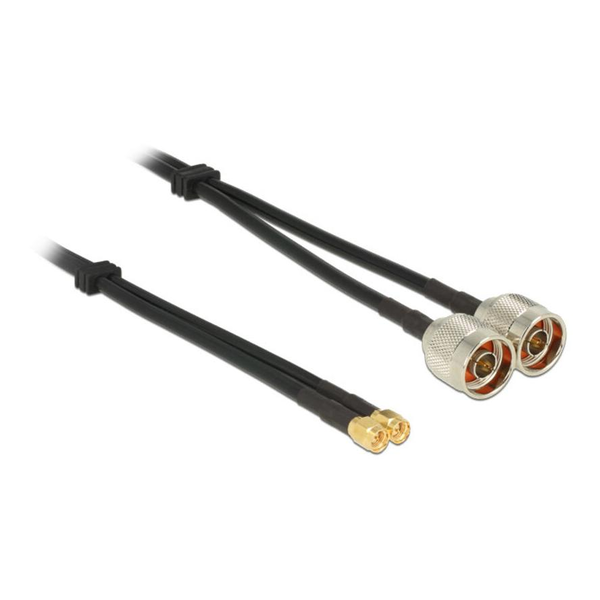 Delock 2db N -> 2db SMA F/F antenna kábel 10m fekete RG-58 C/U