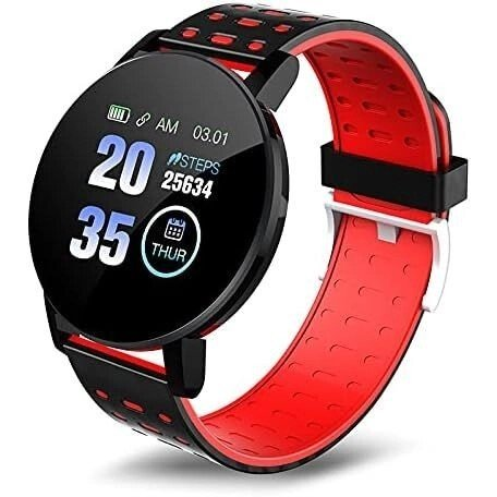Smartband iWear Fitnesa akcesoria Smart Band 119s Plus Fitness Tracker Heart Rate & Sleep Monitor Black Red IWEAR-19S-BLRED