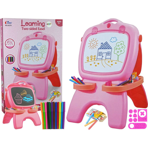 Kétoldalas Mágneses Krétatábla Rózsaszín Sablonok