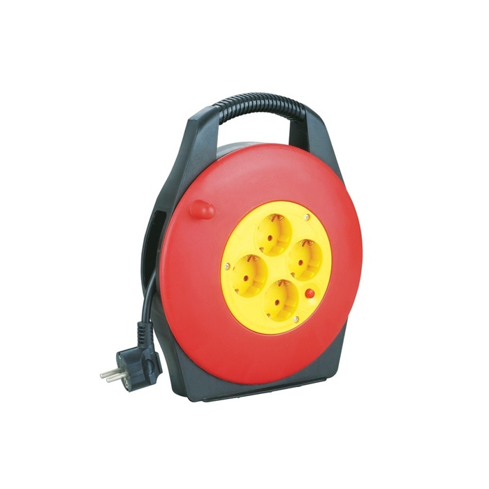 Entac ESCRG4-10 250V Hosszabbítós kábeldob 4 aljzatos 10m - Piros/Sárga (ESCRG4-10)