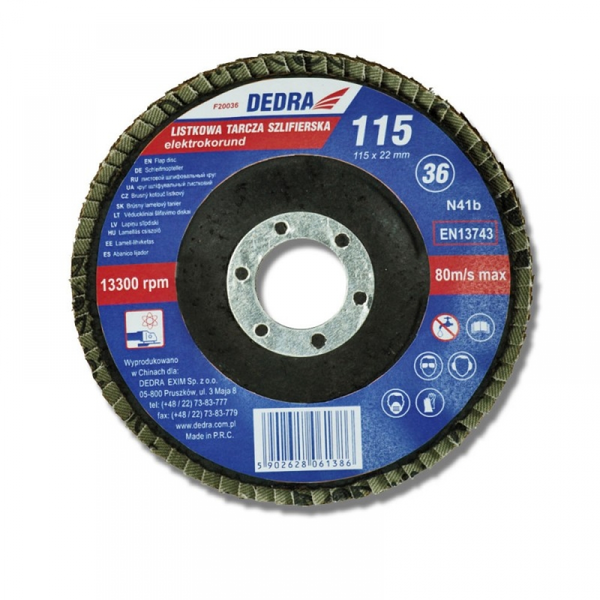  Dedra Listkowa tarcza szlifierska 125x22mm granulacja 80 - F21080
