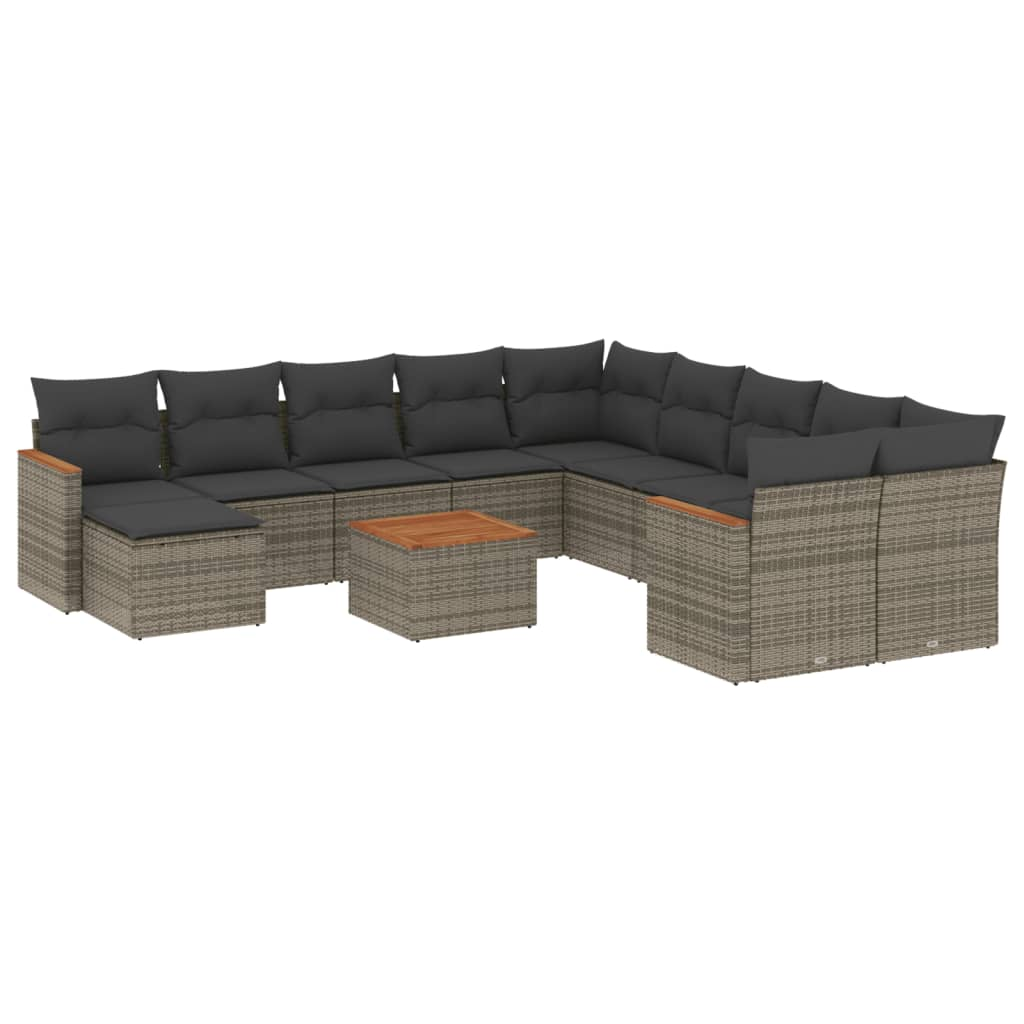 12 részes szürke polyrattan kerti ülőgarnitúra párnákkal (3258980)