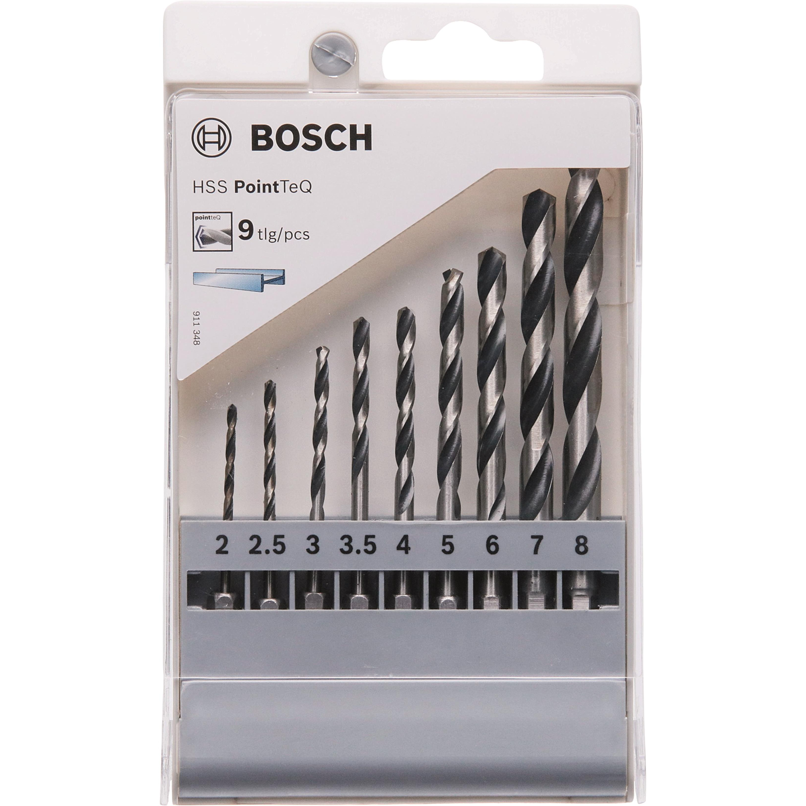 BOSCH 2607002826 HSS PointTeQ HEX spirálfúrószár készlet, 9 db, 2-8 mm (2.607.002.826)