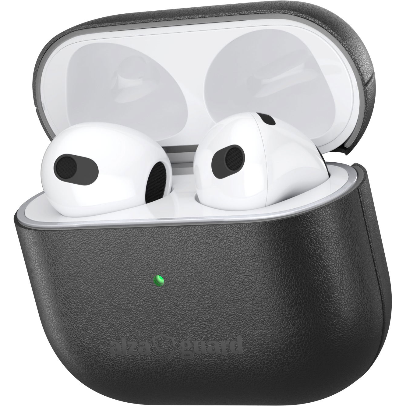 AlzaGuard Genuine Leather AirPods 2021 tok, fekete (AGD-ACL7B)