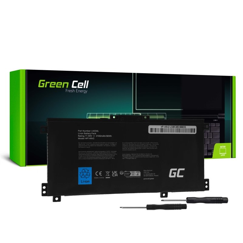 Green Cell HP Envy x360 15-BP 15-CN 17-AE Notebook akkumulátor 3100mAh (HP149V2)