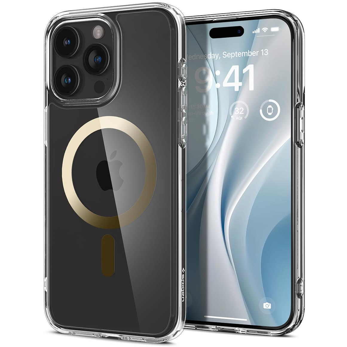 Spigen Ultra Hybrid (MagFit) iPhone 15 Pro tok átlátszó-aranyszínű (ACS06718) (ACS06718)