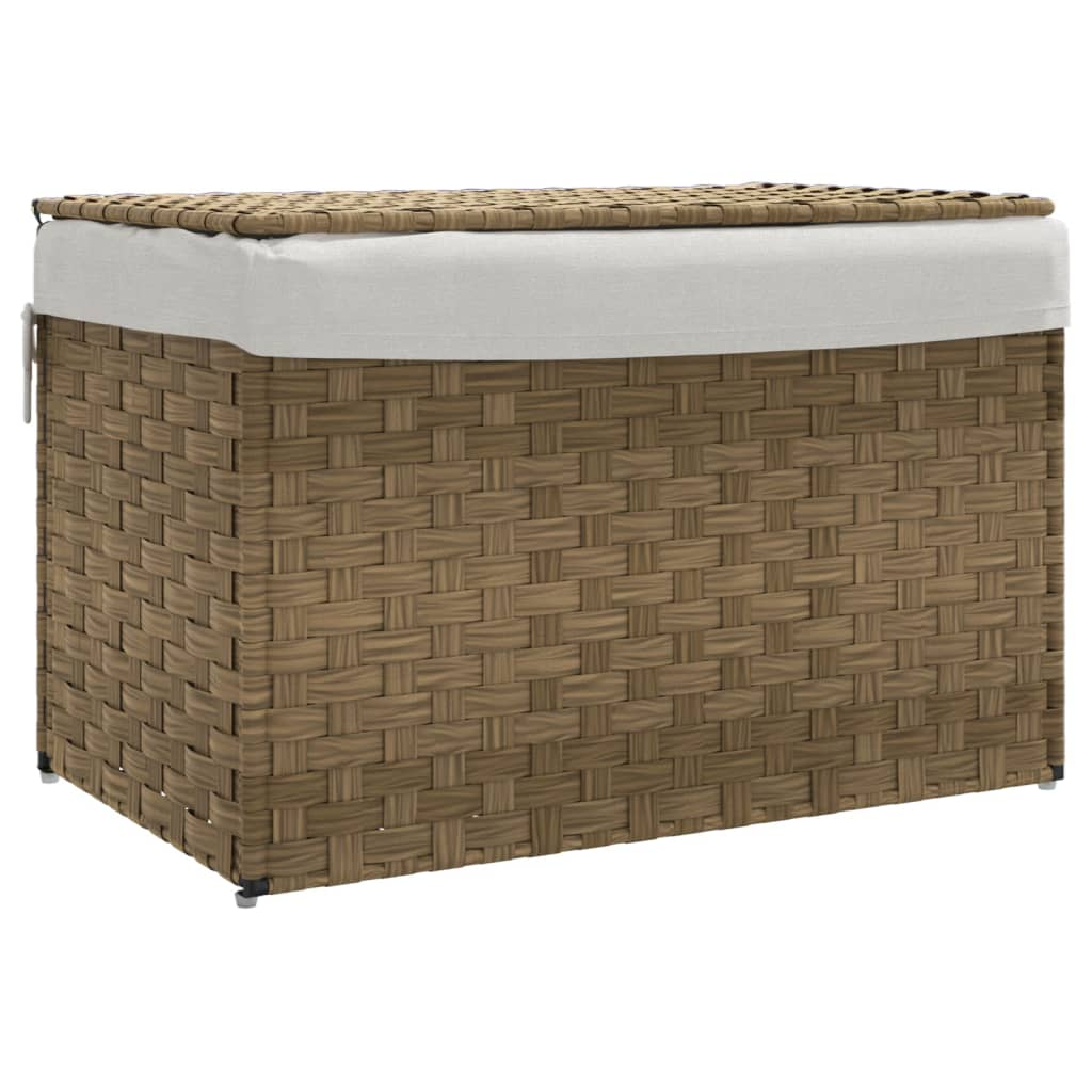 polyrattan szennyeskosár fedéllel 55,5 x 35 x 34 cm (372049)