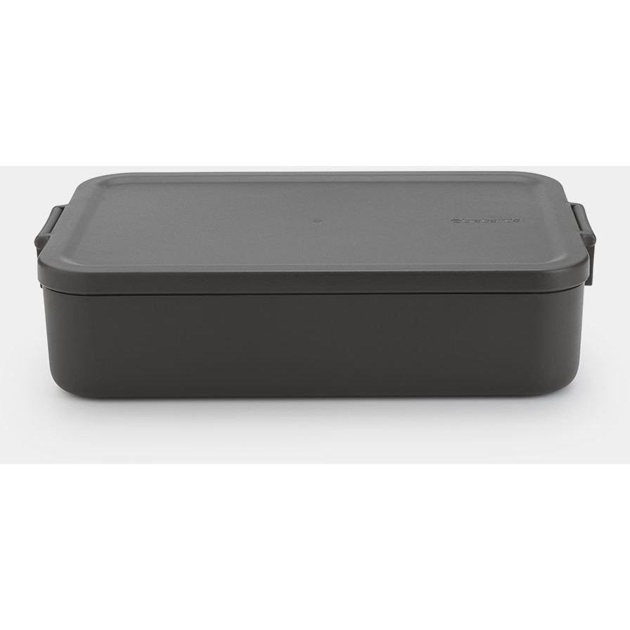 Brabantia Make & Take Lunch Box nagy méretű ételhordozó doboz, 2000 ml, szivárgás- és légmentes záródás, bepattintós (clip-on) zárómechanizmus, BPA mentes műanyag, sötétszürke - 203060 (203060)