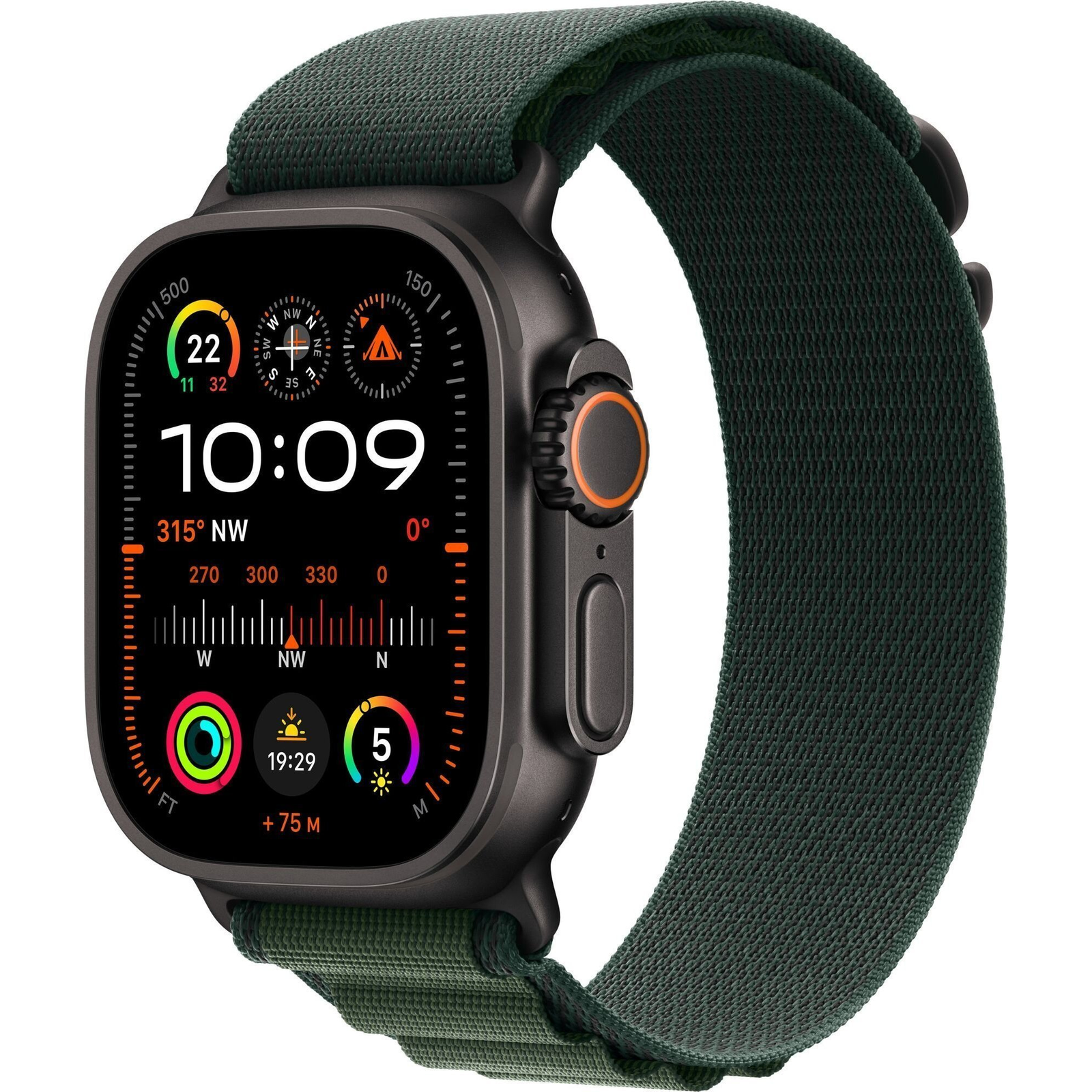 Apple Watch Ultra 2 49mm GPS + Cellular Fekete Titán Tok Sötétzöld Alpine Loop Small (MX4Q3UL/A)