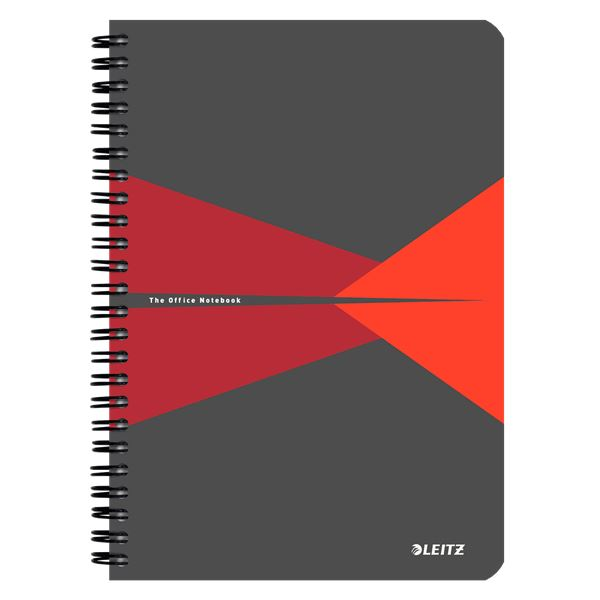 Leitz Office spirálfüzet karton borítóval, A5, vonalas szürke-piros (44590025) (leitz44590025)