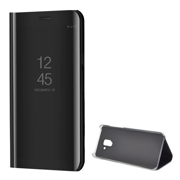 Tok álló (aktív FLIP, oldalra nyíló, asztali tartó funkció, tükrös felület, Mirror View Case) FEKETE [Samsung Galaxy A8 Plus (2018) SM-A730F] (5996457749072)