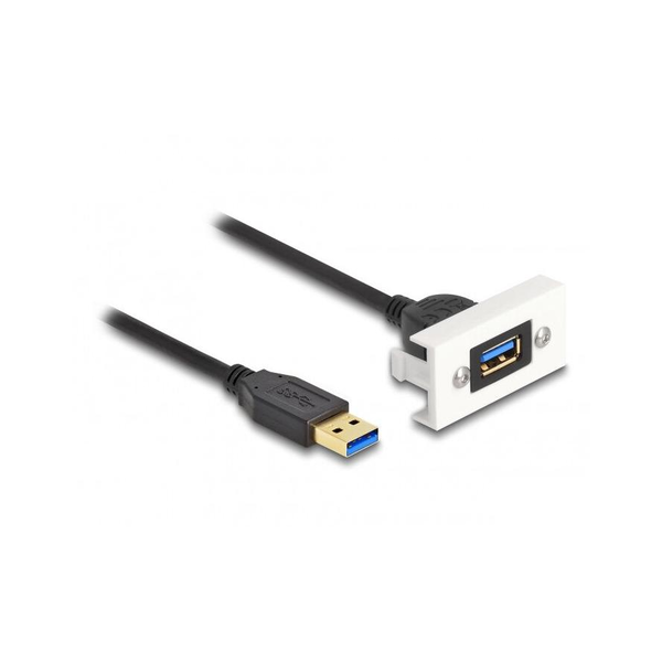 Delock USB-A 3.2 Gen1 -> USB-A 3.2 Gen 1 M/F Easy 45 modul 1m fekete 22,5x45mm