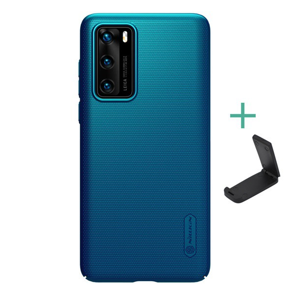 NILLKIN SUPER FROSTED műanyag telefonvédő (gumírozott, érdes felület + asztali tartó) SÖTÉTKÉK [Huawei P40] (5996457986873)