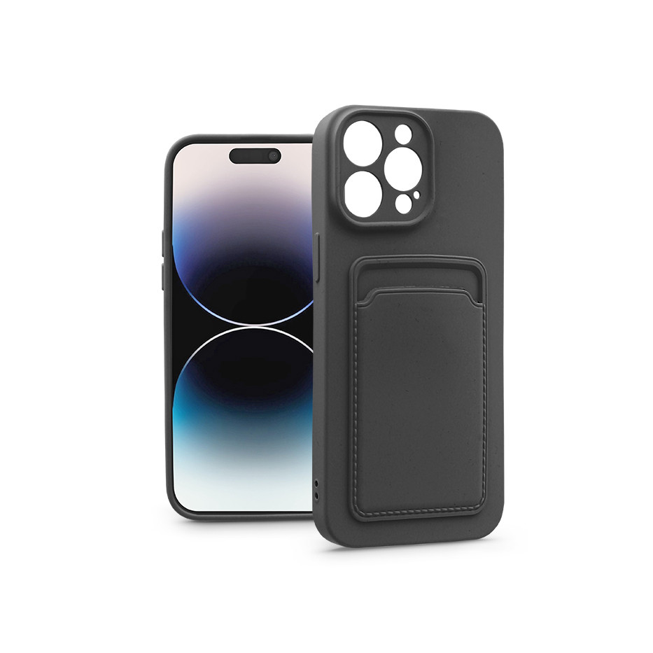 Apple iPhone 14 Pro szilikon hátlap kártyatartóval - Card Case - fekete (PT-6738)