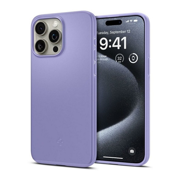 Apple iPhone 15 Pro Max, Műanyag hátlap védőtok, Spigen Thin Fit, lila (RS148694)