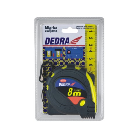 Dedra Mérőszalag, Stop Gomb, Sárga M858