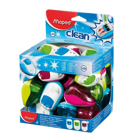 Maped Clean Kétlyukú Hegyező - Vegyes színek (22db) (030211)