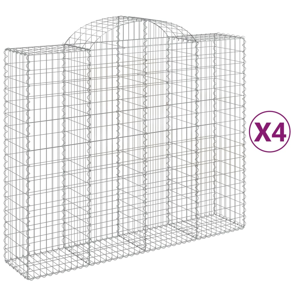 4 db íves horganyzott vas gabion kosár 200x50x160/180 cm (3146385)