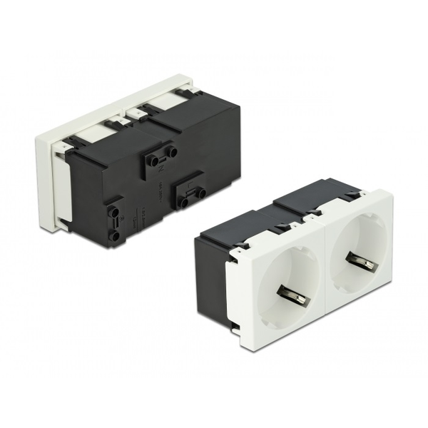 Delock 45 x 45 mm méretű, 2 modulos 45  elrendezésű Easy 45 földelt hálózati csatlakozóaljzat (81423)
