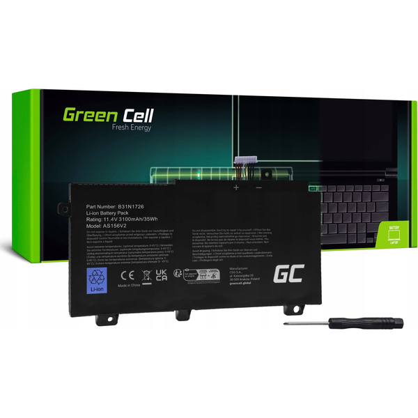 Green Cell Laptop Battery B31N1726 for Asus TUF Gaming FX504 FX504G FX505 FX505D FX505G A15 FA506 A1