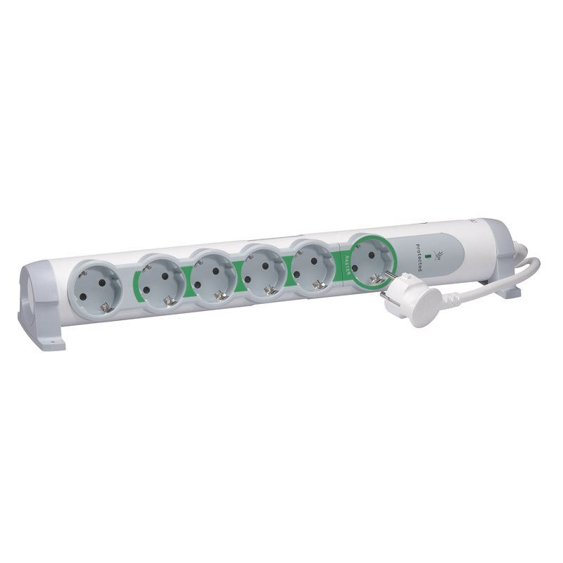 LEGRAND 694648 Elosztó 6 aljzat 1.5m forgatható kapcsoló túlfeszültség-védelemmel (694648)