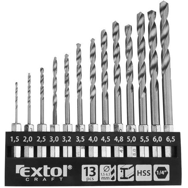 EXTOL fémfúró-szárak, 13db-os készlet (11140)