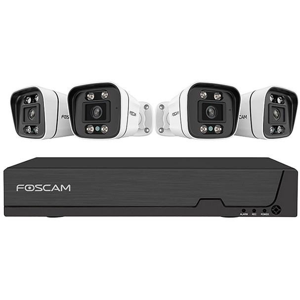 Foscam FNA108E-B4-2T PoE Kamera Rendszer készlet - Fehér (1x bázis / 4x Bullet kamera) (FNA108E-B4-2T)