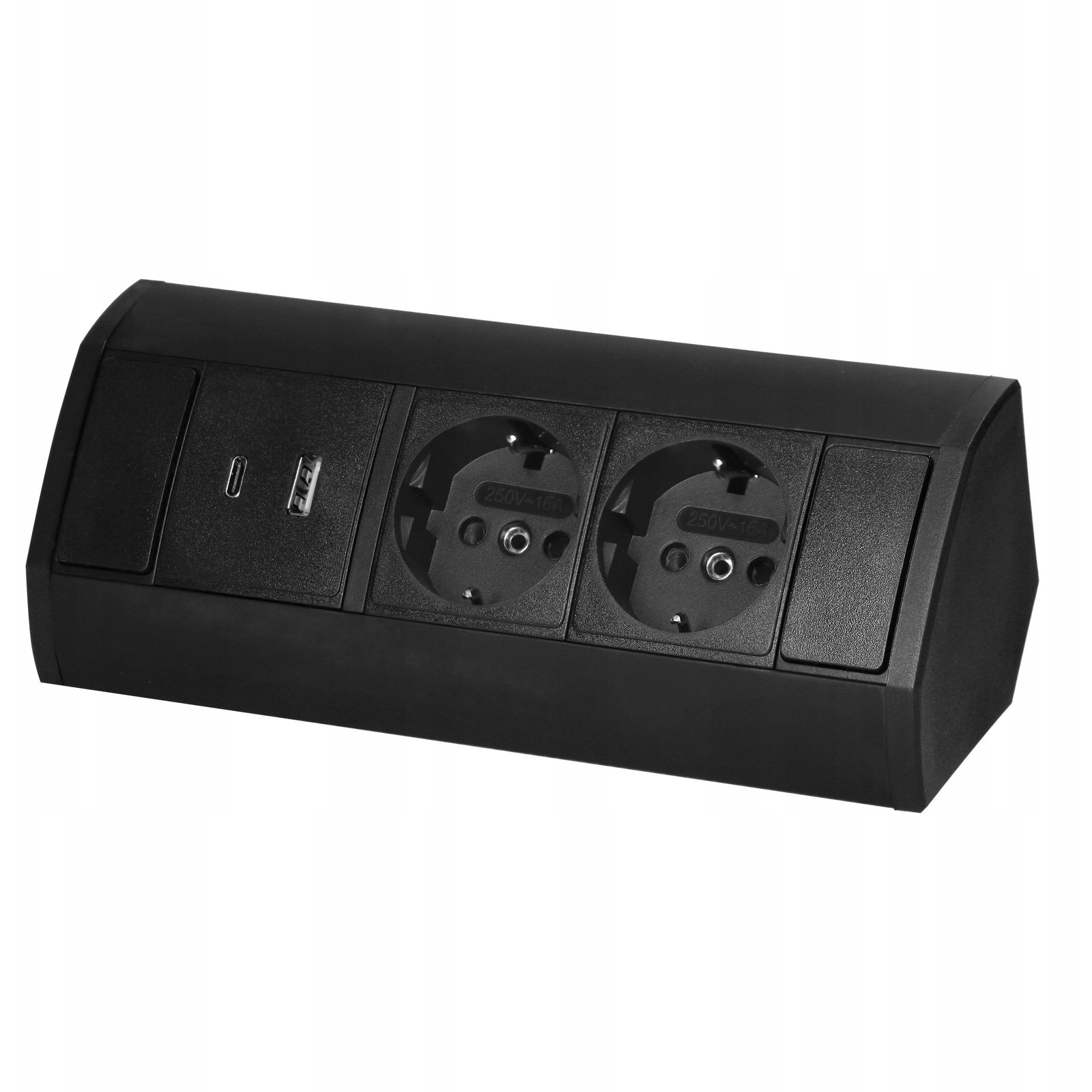 Bútor Aljzat 2x2P+Z Schuko , 2xUSB A+C Típus; 2,4A , Fekete Színben