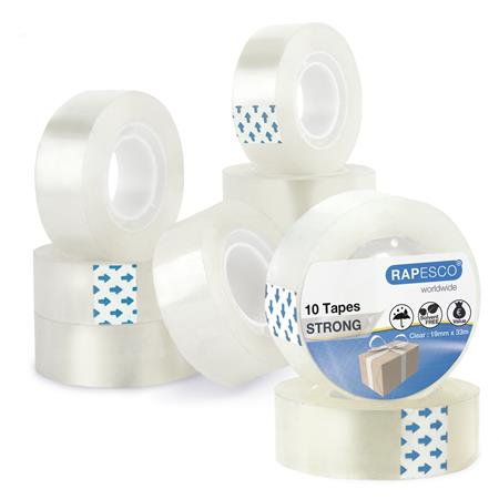 RAPESCO Ragasztószalag, 19 mm x 33 m, , 10 db, áttetsző (IR1807) (IR1807)