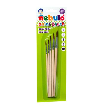 Nebuló No. 2-4-6-8-10 Kerek pónilószőr ecset készlet natúr fanyéllel (HEK-N-5)