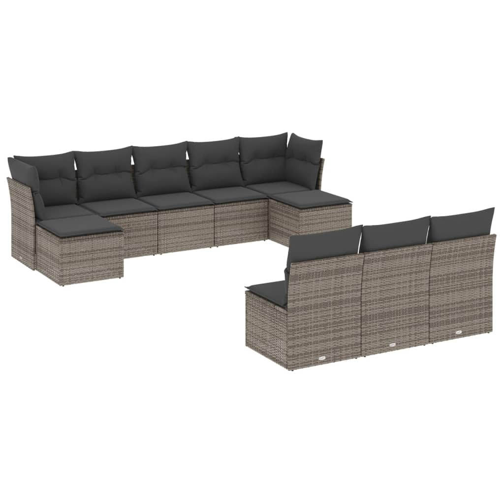 10 részes szürke polyrattan kerti ülőgarnitúra párnákkal (3218290)