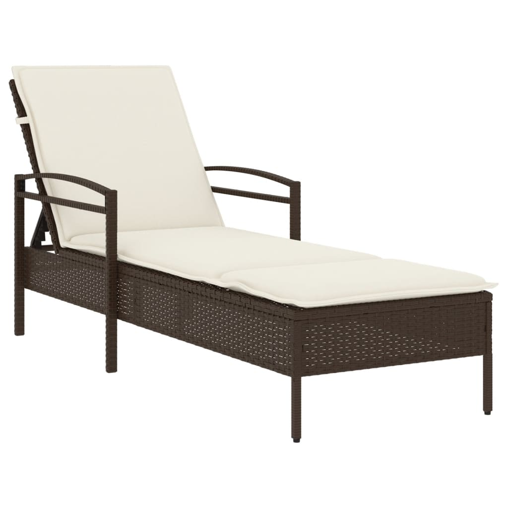 barna polyrattan napozóágy párnával 63x200x81 cm (368300)