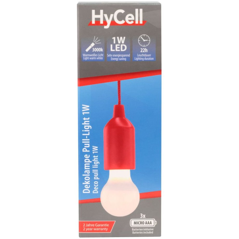 HyCell 1600-0176 Pull-Light PL LED Kemping lámpa 25 lm Elemekről üzemeltetett 50 g Piros (1600-0176)