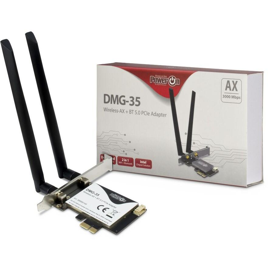 Inter-Tech Wi-Fi6 + BT5.0 PCIe Adapter DMG-35 Antenne 3000Mb retail (88888149) (88888149)