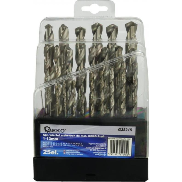 Wiertło Geko KPL.WIERTEŁ SREBRNYCH DO METALU GEKO 1-13MM/25SZT(20) G38215 GEKO