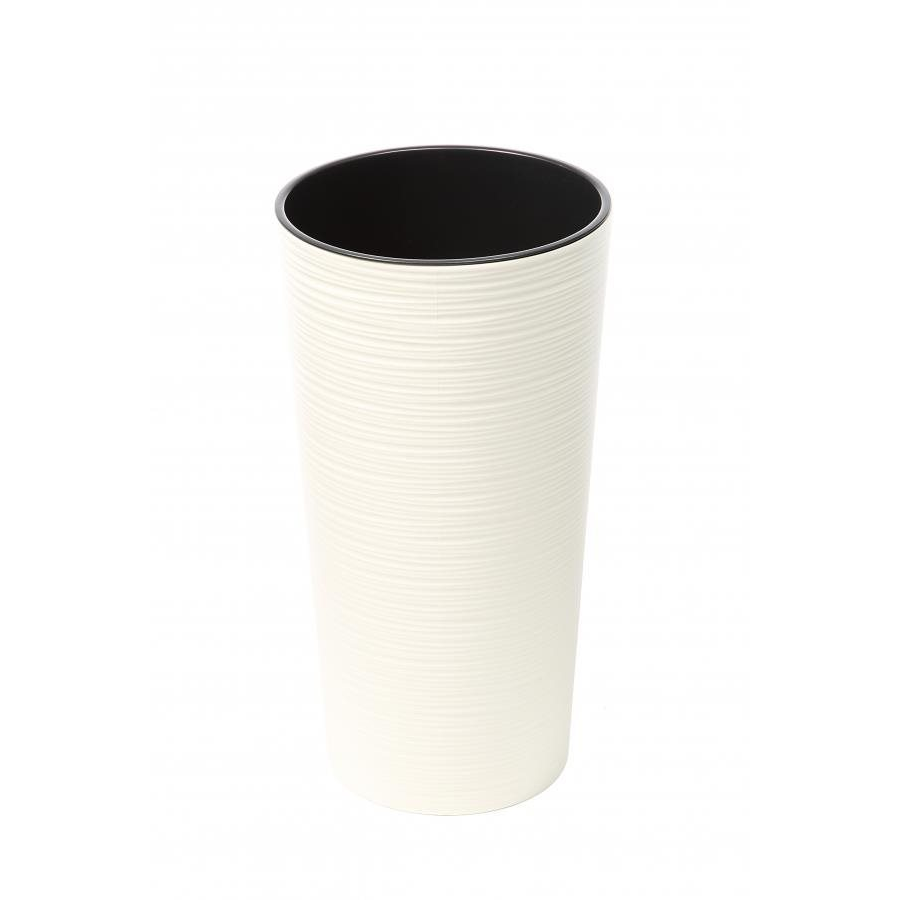 LAMELA LILIA DLUTO virágcserép - rovátka, 30 cm átmérőjű, 57 cm magas, krémszín (1310006663)