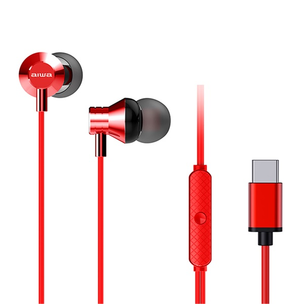Aiwa ESTM-50USB-C/RD vezetékes mikrofonos piros fülhallgató (ESTM-50USB-C/RD)