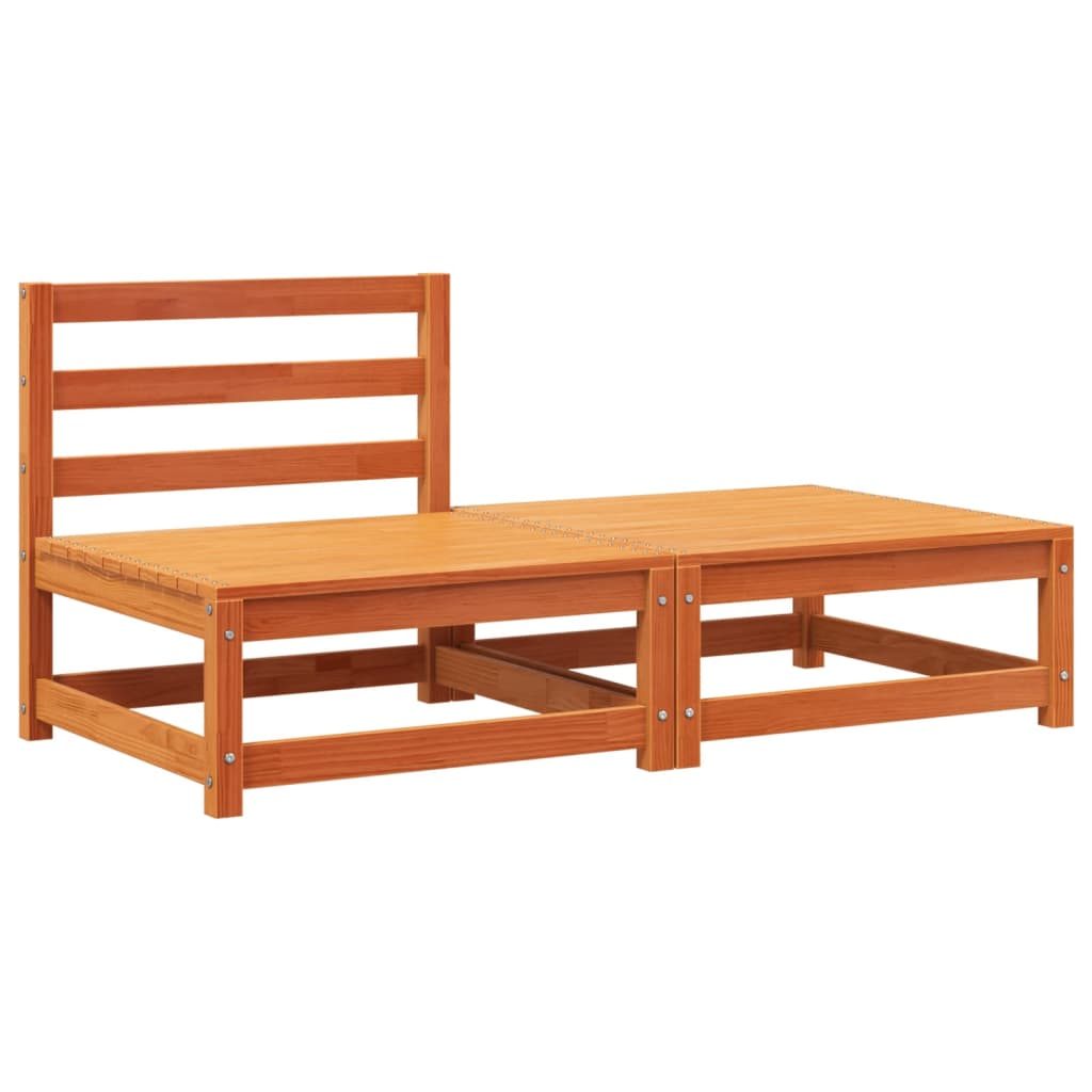 viaszbarna tömör fenyő karfa nélküli kerti kanapé lábzsámollyal (837960)