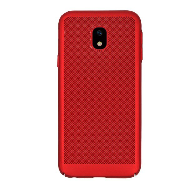 Műanyag telefonvédő (gumírozott, lyukacsos minta) PIROS [Samsung Galaxy J3 (2017) SM-J330 EU] (5996457726134)