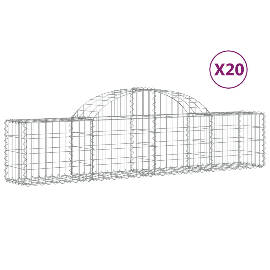 20 db íves horganyzott vas gabion kosár 200x30x40/60 cm (3146062)
