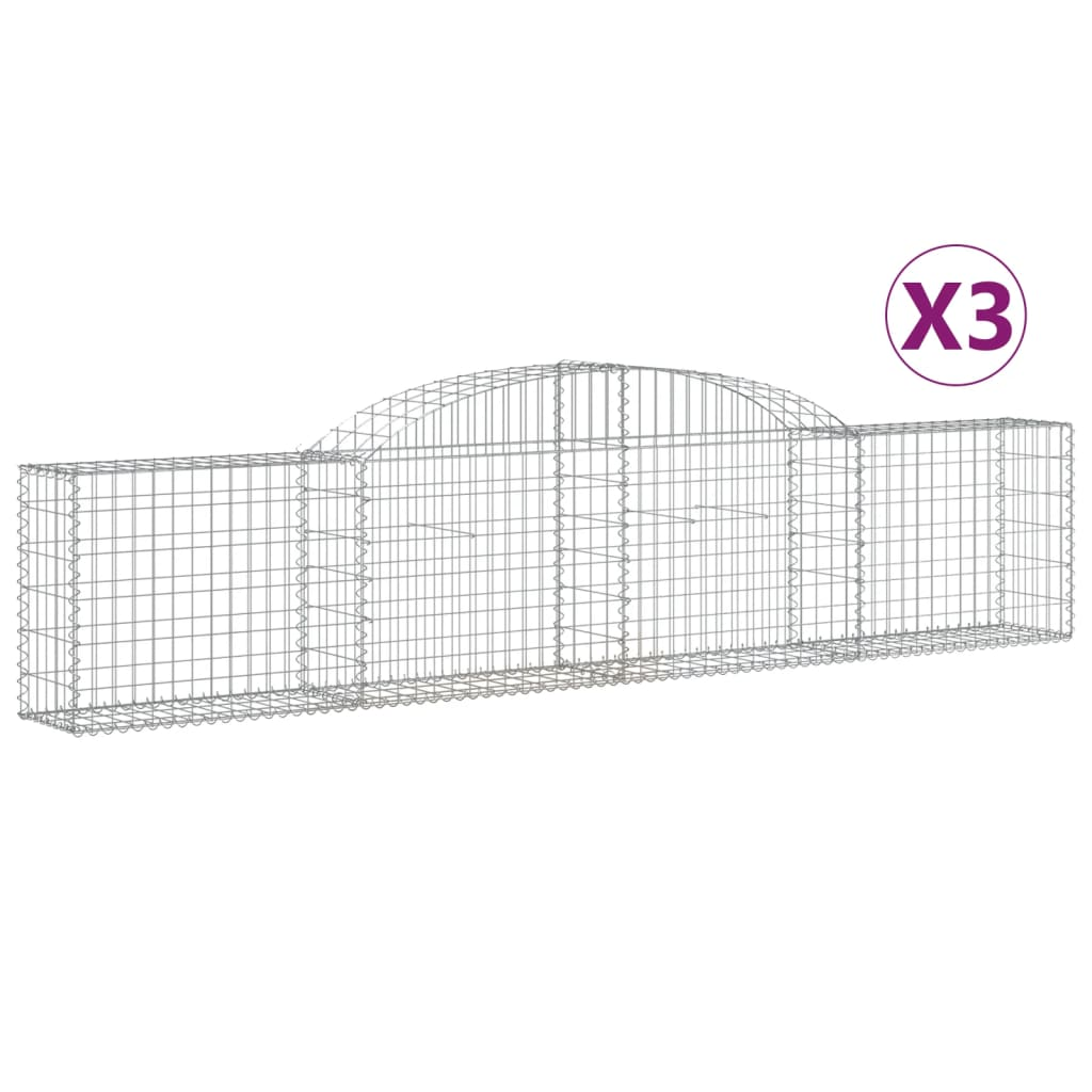 3 db íves horganyzott vas gabion kosár 300x30x60/80 cm (3146486)