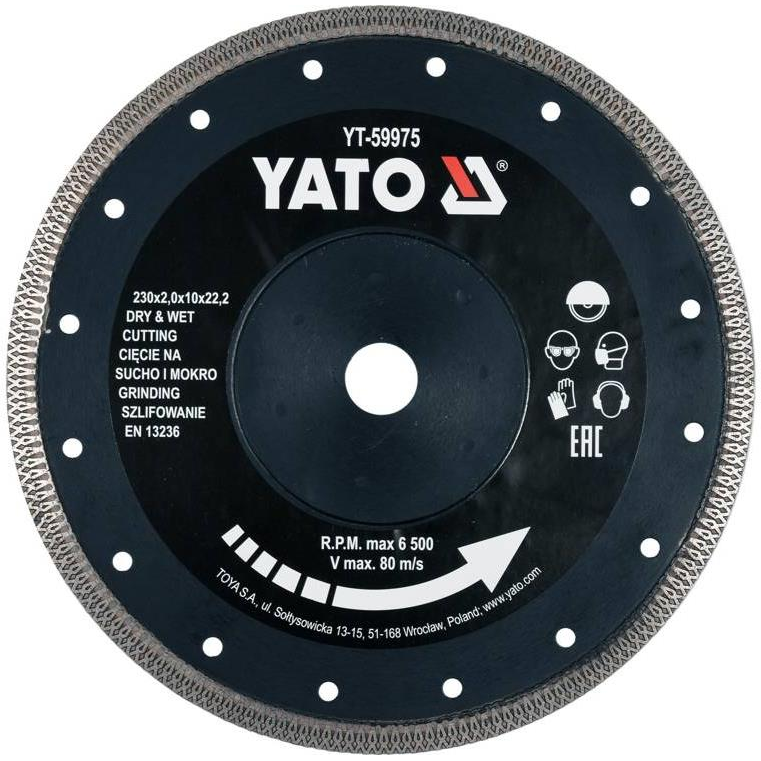 Yato gyémánt vágókorong 230 × 22,2 × 2 mm (5906083044540)