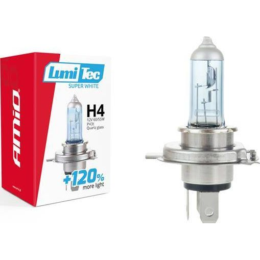  AMiO Żarówka halogenowa H4 12V 60/55W LumiTec SuperWhite +120%